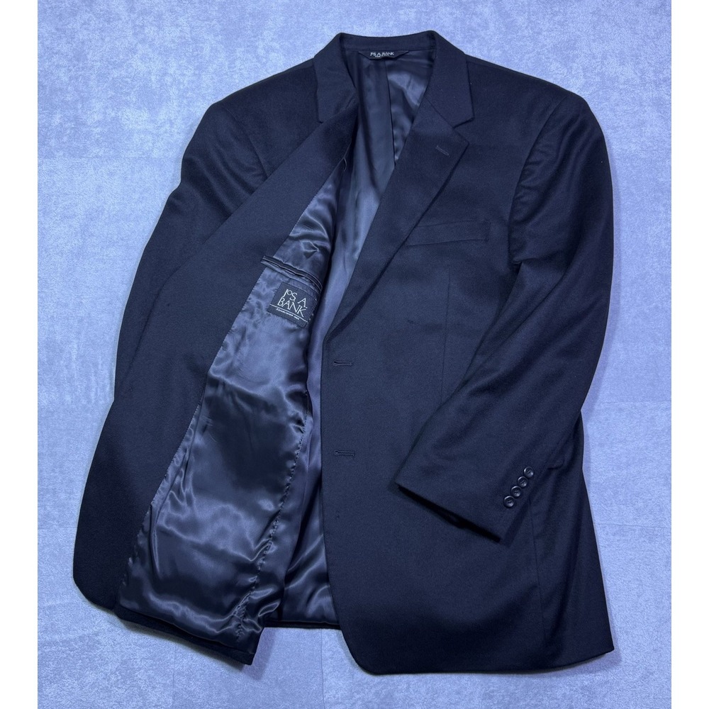 Jos A Bank Blazer Mens 44R Black 100% Cashmere Sport Coat Luxury Dadcore Modern